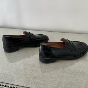 Madewell Shiny Black Leather Loafers
